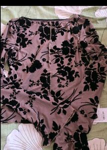 Sheer Floral Bell Sleeve Top