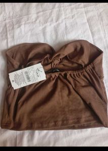 SHEIN BRANDED Brown Ribbed Twist Front tank Top