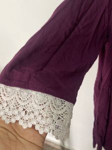 Purple Lace Trim Kurta