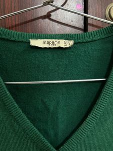Van Heusen Korean Style Green V-Neck Knit Cardigan