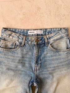 Bershka Wide Leg Light Wash Jeans