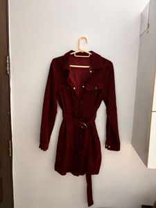 MAROON URBANIC CORDUROY FABRIC DRESS