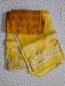 Elegant Yellow Saree with Blouse 💛✨️