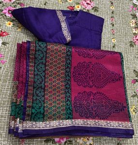 Vibrant Paisley Print Saree with Blouse