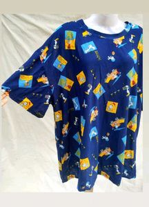 Fun Graphic Print Blue T-Shirt