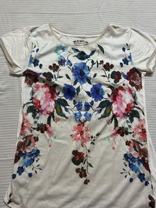 White Floral Print T-Shirt