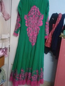Designer Made Anarkali  Pure Georgt And Lucknowi
