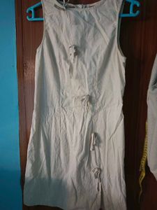 Beige Linen Ethnic Dress