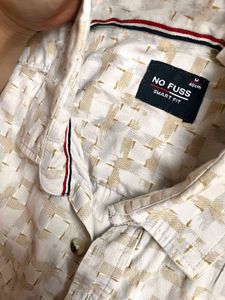 Men’s Beige Printed Half Sleeve Casual Shirt