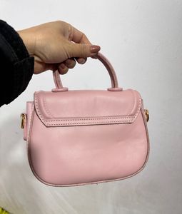 Korean Pink Top Handle Bag with Strap