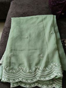 Sea Green Saree With Blouse