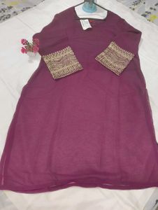 Purple Georgette Kurta Set With Dupatta