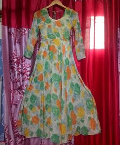 Printed yellow Frock suit