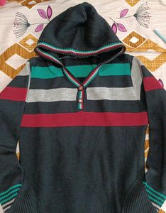 Striped Hooded Sweater Tunic