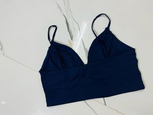 Navy Blue Spaghetti Strap Crop Top
