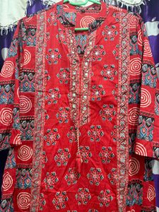 Vibrant Red Ethnic Kurta Set with Dupatta