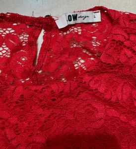Bold Red Lace Crop Top