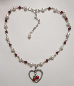 Elegant Cherry Pearl Necklace Handmade