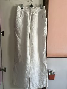 Classic White Linen Wide Leg Pants