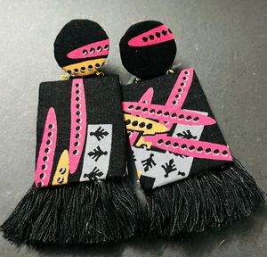 2 Pair Combo Fabric Fancy Long Size Earrings