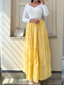 Boho Tiered Yellow Maxi Skirt