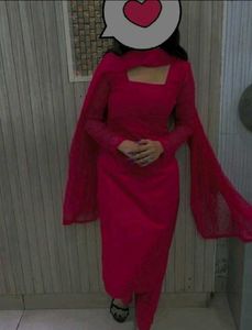 Elegant Pink Kurta Set with Sheer Sleeves