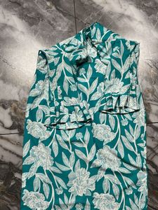 Teal Floral Print Kurta