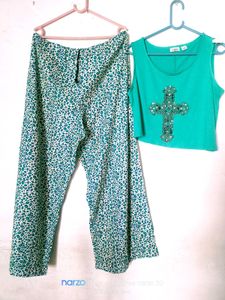 Cute Green Tank &amp; Pants Set