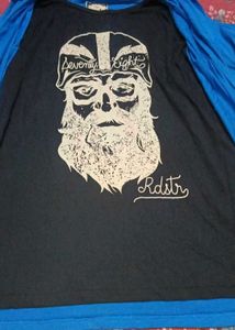 Graphic Print T-Shirt with Cardigan Overlay