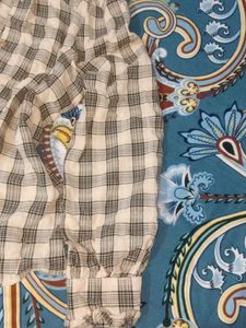 Checkered Ruffled Collar shirt with puffed