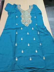 Beautiful Teal Kurta Set with Pink Bottoms