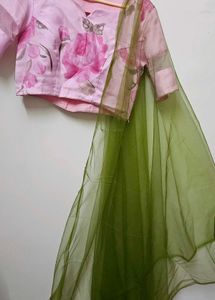 Pretty organza Pink Floral Ethnic Skirt