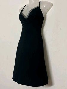branded Chic Black Mini Dress adjustable strips