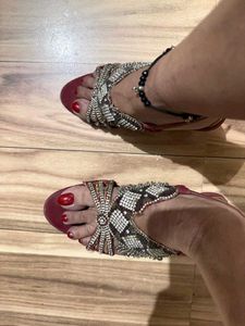 Embellished heel Sandals