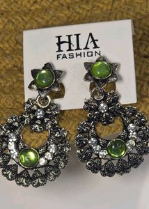 Black Oxidised Boho Layered Teardrop Earrings