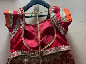 bridal red Embroidered Lehenga Choli Set