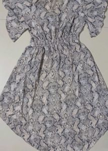 Chic Snake Print High-Low Dress and short skirt