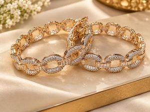 Elegant CZ Crystal Link Bracelet Set