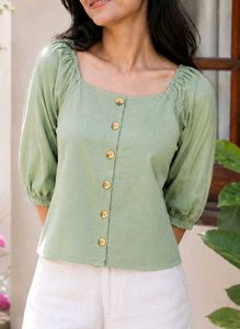 Stylish Green Button-Up Top