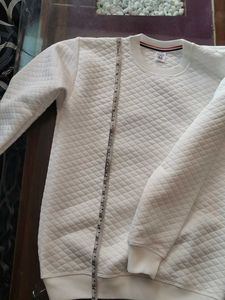 Cream Quilted Sweatshirt