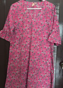 Anouk Pink Floral Print Kurta