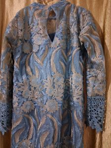 Elegant Blue Lace Dress