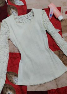 Elegant White Lace Sleeve Top