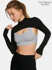 Victoria's Secret Black Cropped Long Sleeve Top