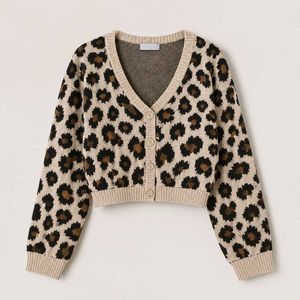 Leopard Print Cropped Cardigan