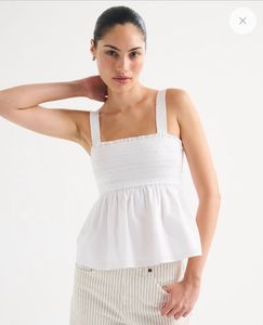 GAP White Smocked Peplum Tank Top
