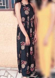 Black Ethnic Printed Gown
