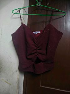 Fyre Rose Burgundy Sparkle Top | Size XS