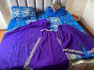 Elegant Purple Embroidered Suit Set