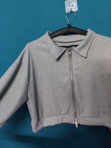Grey Zip-Up Collared Jacket